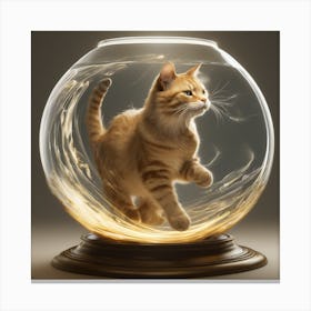 Cat In A Fish Bowl 32 Canvas Print