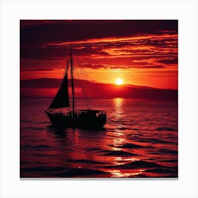 Sailboat At Sunset 27 Canvas Print