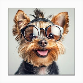 Yorkshire Terrier Wearing Glasses Canvas Print