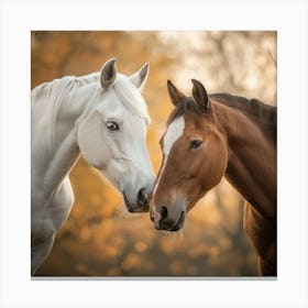 Two Horses In Autumn Canvas Print