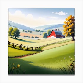 Red Barn In The Countryside 8 Canvas Print