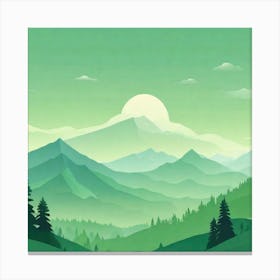 Misty mountains background in green tone 103 Canvas Print