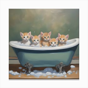 Kittens In The Bath 1 Canvas Print