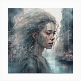 Girl In A City Canvas Print