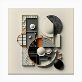 Bauhaus style rectangles and circles in black and white 6 Canvas Print