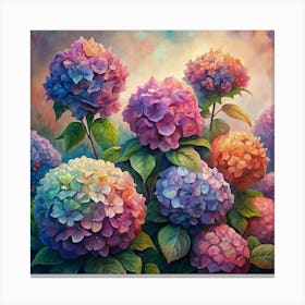 Colorful Watercolor Painting Of Hydrangeas Canvas Print