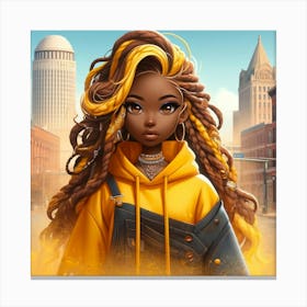 Black Girl In Yellow Hoodie Canvas Print