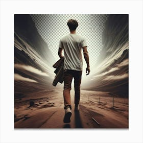 Man Walking In The Desert 1 Canvas Print