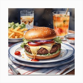 Burger And Fries 26 Canvas Print