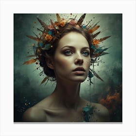 Portrait Of A Woman With Feathers Canvas Print