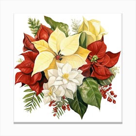 Christmas Poinsettias Canvas Print