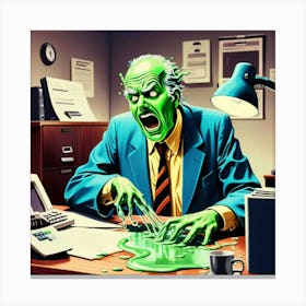 Zombie In The Office 1 Canvas Print