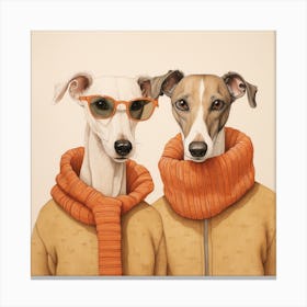 Whippets In Jumpers Canvas Print