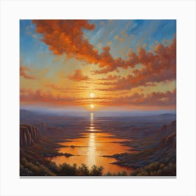 Sunset Over The River Canvas Print