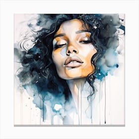 Woman 2 by F Parrish | black female art | black art | empowered | confident | watercolour art | wall art | feature wall | FParrish Art Prints  Canvas Print