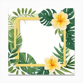 Frame With Tropical Leaves Canvas Print