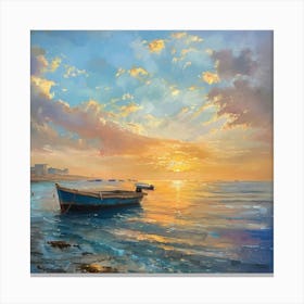 Sunset Boat Oman Canvas Print