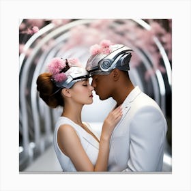 Futuristic Couple Kissing 3 Canvas Print