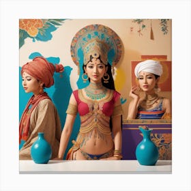 Three Asian Women Canvas Print