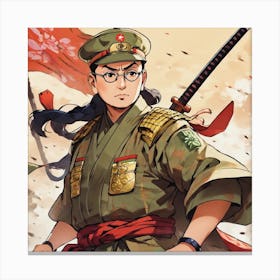 Netaji Subhash Chandra Bose as a Samurai 2 Canvas Print