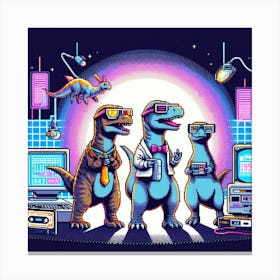 8-bit time-traveling dinosaurs 1 Canvas Print