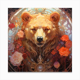 Bear With Roses 1 Canvas Print