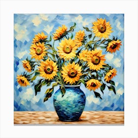 Van Gogh style, Vase with Sunflowers Canvas Print
