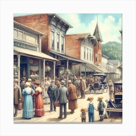 Early Small Town America And The Automobile ~Reimagined 20 Canvas Print