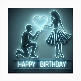 Happy Birthday Neon Sign Canvas Print