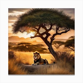 Lion In The Savannah 1 Canvas Print