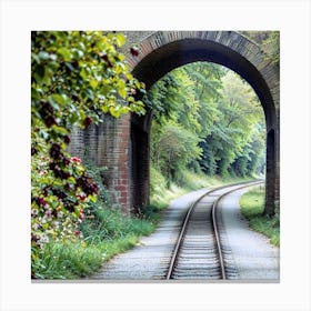 Train Tracks Through An Archway Canvas Print