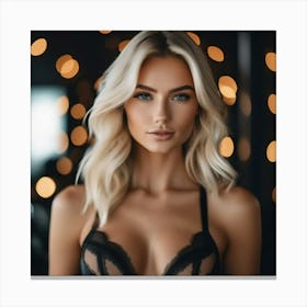 beautiful blonde girl in lingerie bra 1 Canvas Print