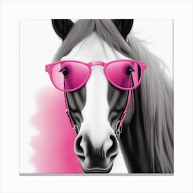 Horse With Pink Sunglasses Canvas Print