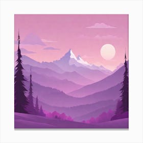 Misty mountains background in purple tone 57 Canvas Print