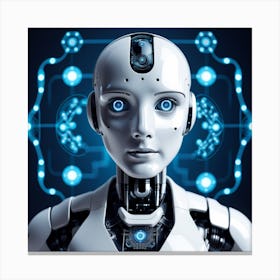 Robot Woman With Blue Eyes Canvas Print