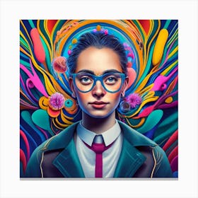 Girl With Glasses Canvas Print