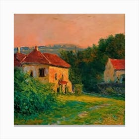 House At Sunset Canvas Print