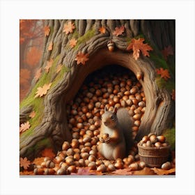 Squirrel In A Tree 1 Canvas Print