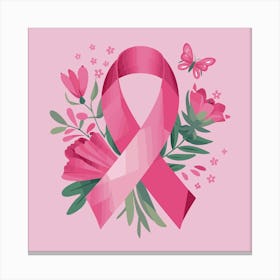 Women Breast Cancer Awareness background with brassiere Calligraphy in Pink Ribbon international symbol for month October suitable for clipart and poster and wall art (3) (1)F Canvas Print