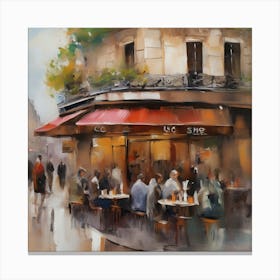 Paris Cafe.City of Paris. Cafes. Passersby, sidewalks. Oil colours.4 Canvas Print