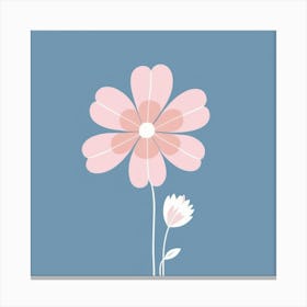 A White And Pink Flower In Minimalist Style Square Composition 41 Canvas Print