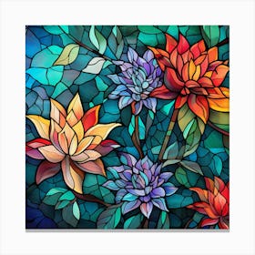 Stained Glass Flowers 1 Canvas Print