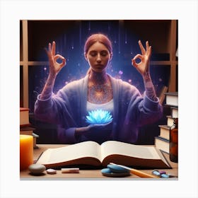 Meditative Woman With Book Canvas Print