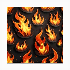 Fire Flames On Black Background 4 Canvas Print