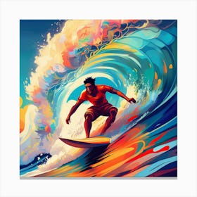 Surfer On A Wave 4 Canvas Print