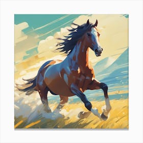 Horse Running In The Field 4 Canvas Print