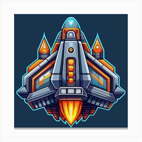 Futuristic Spaceship With Orange And Blue Colors Canvas Print