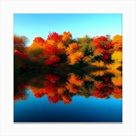 Autumn Trees Reflected In A Lake Canvas Print