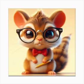 Cute Mouse With Glasses 2 Canvas Print