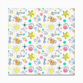 Summer Pattern Colorful Drawing Doodle Canvas Print